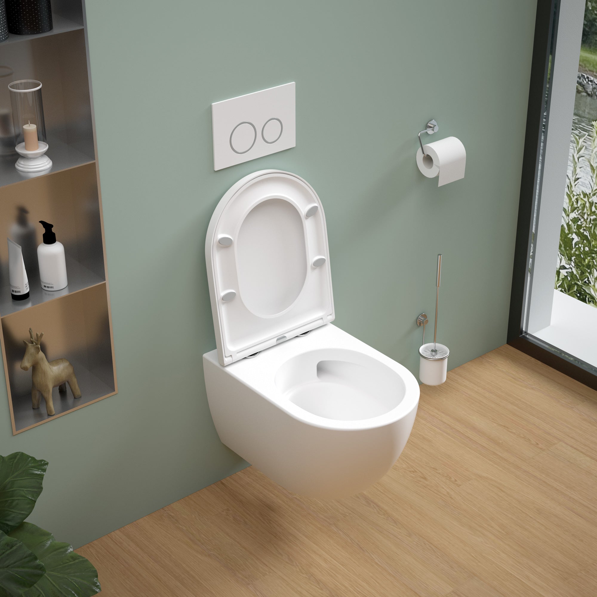Soho Whirlflush Hänge Wand WC Spülrandlos Toilette Weiß Matt mit WC-Sitz