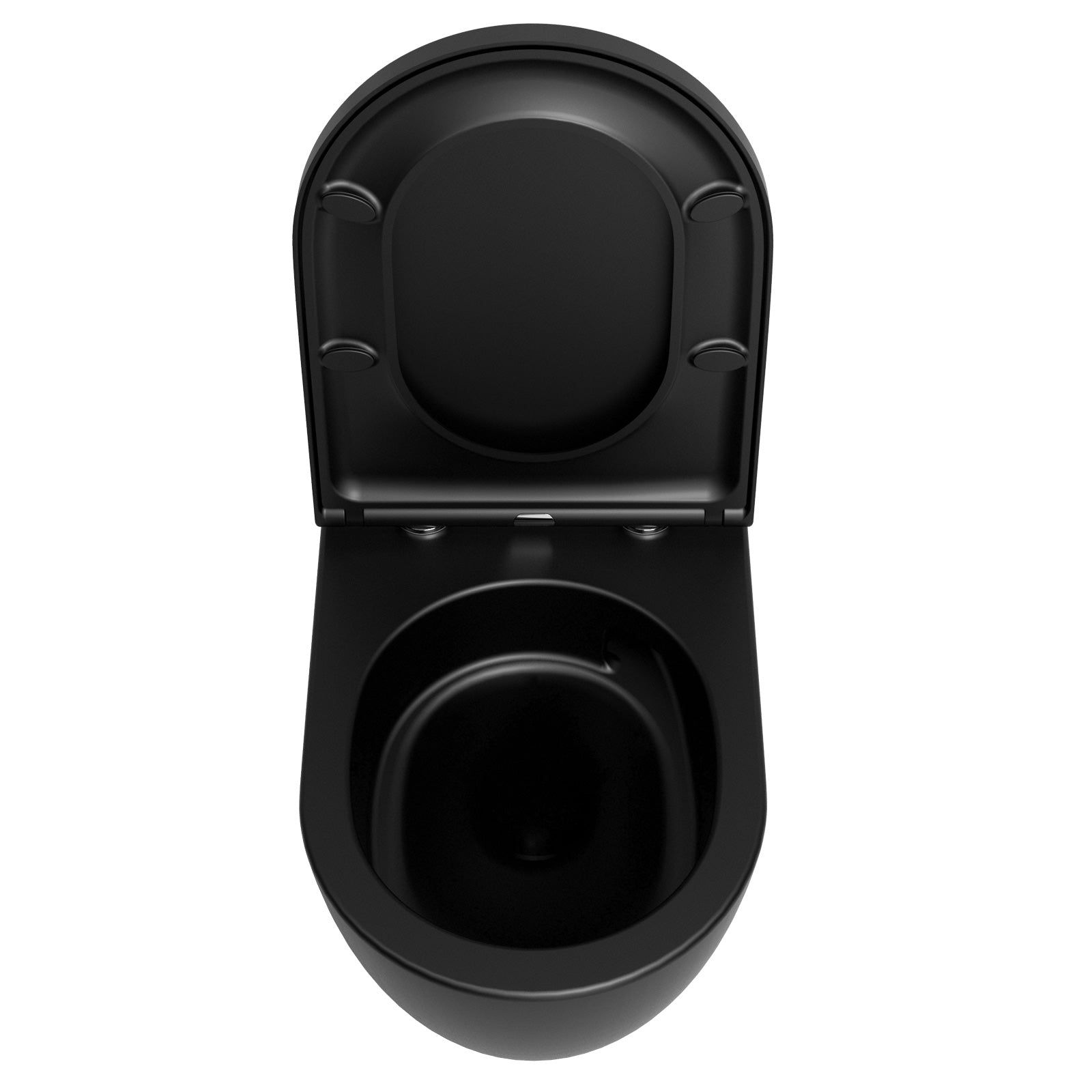 WC suspendu SOHO Whirlflush sans rebord de rinçage, finition mate noire, avec siège WC