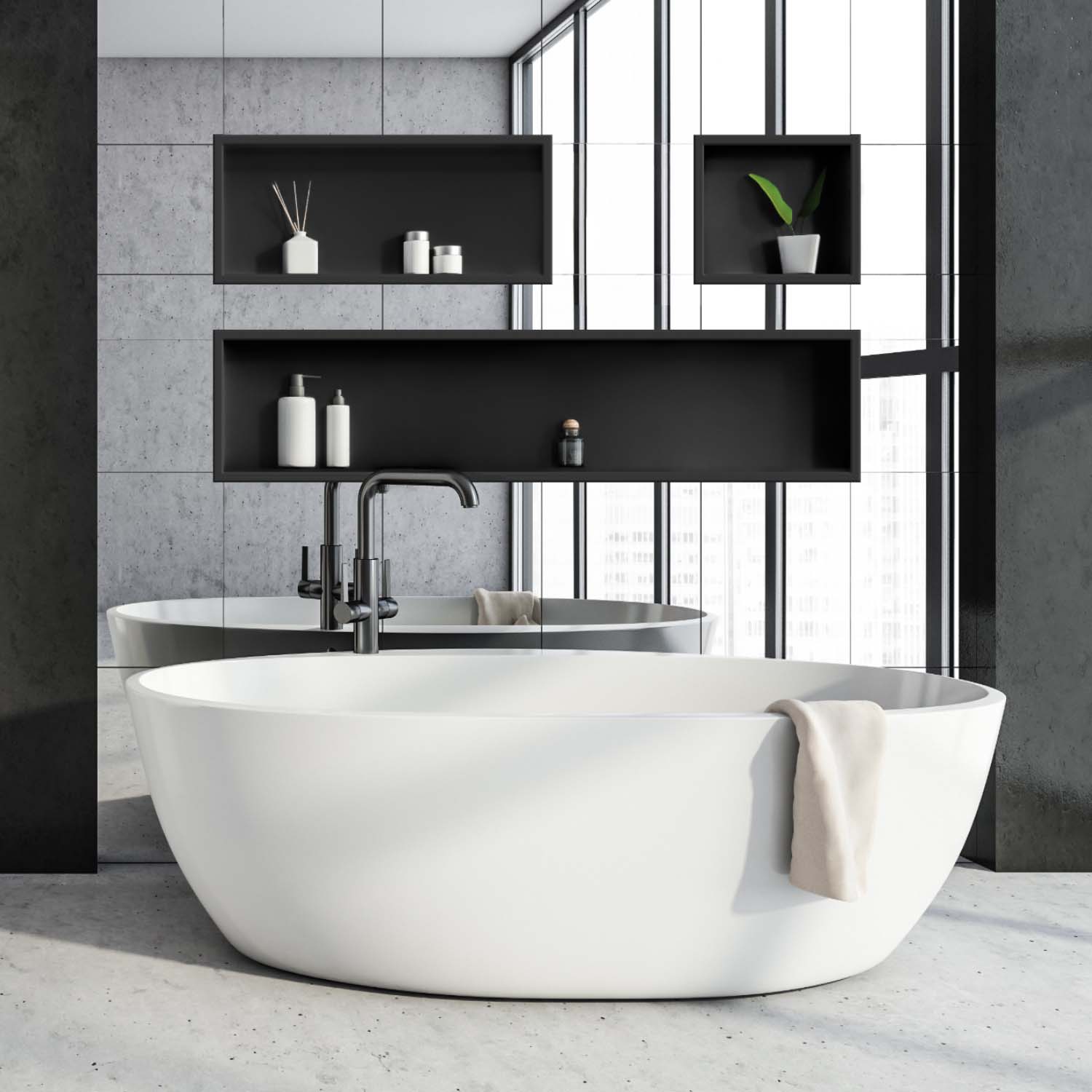 Stilform Nicchia da Parete in Acciaio Inox Nero Opaco nelle misure 30x30, 60x30 cm o 90x30 cm