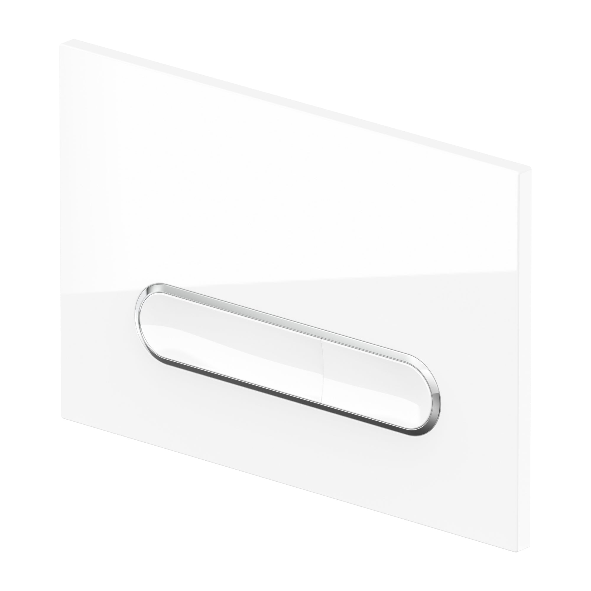 Drückerplatte Weiß Glanz mit Chrom Umrandung Kompatibel zu Geberit Duofix Sigma / DELTA 2 Mengenspülung