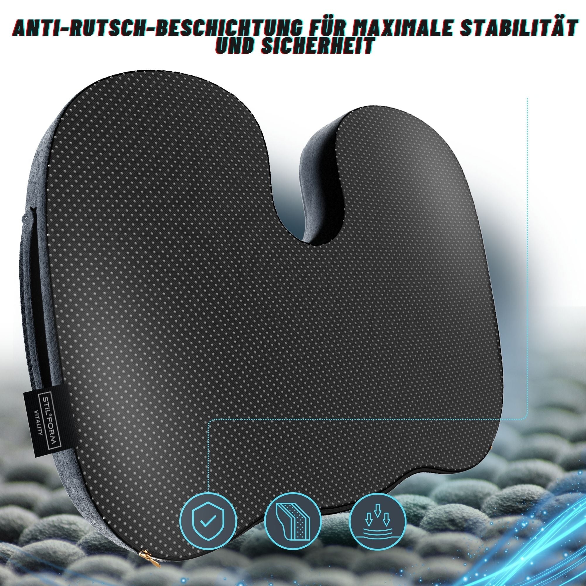Cuscino Ergonomico In Memory Foam Per Sedia Da Ufficio – Antiscivolo, Morbido E Sostenitivo, Colore Nero