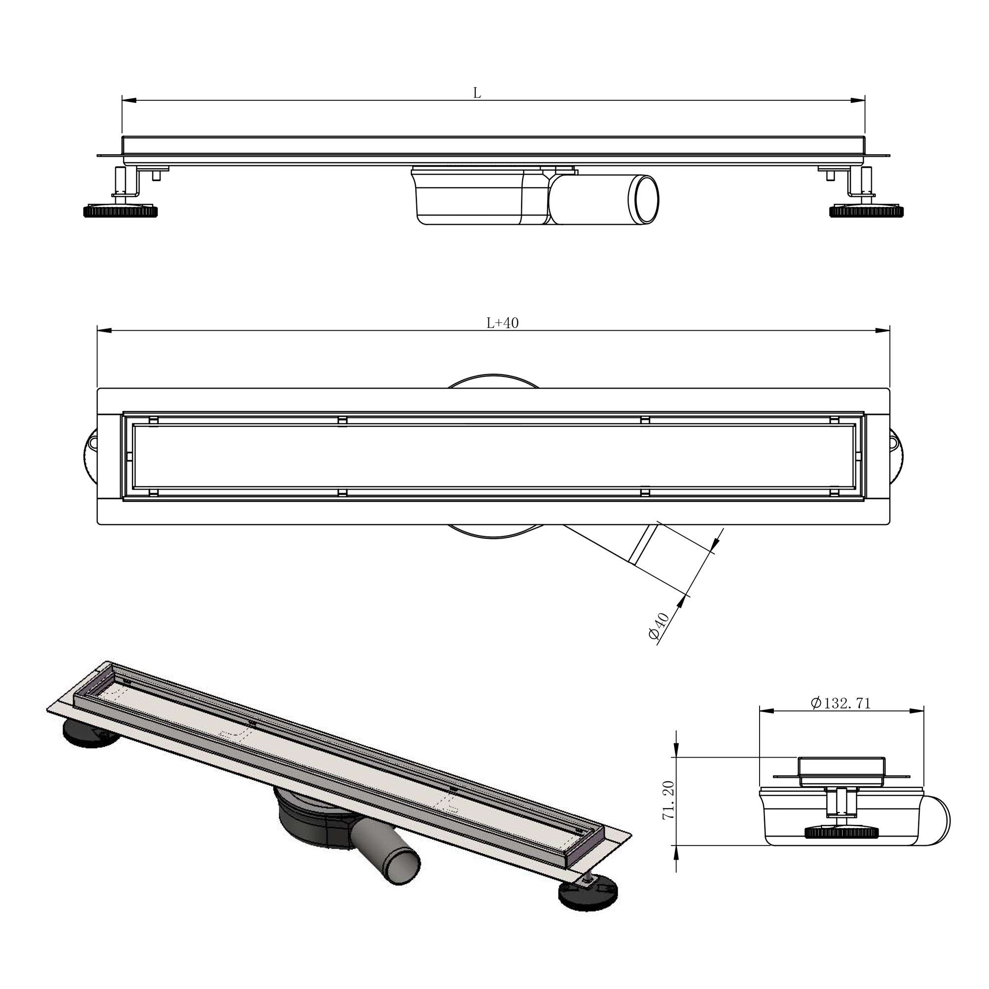 Profi Duschrinne FLEX Befliesbar 2 in 1 60–120 cm Edelstahl SU 316