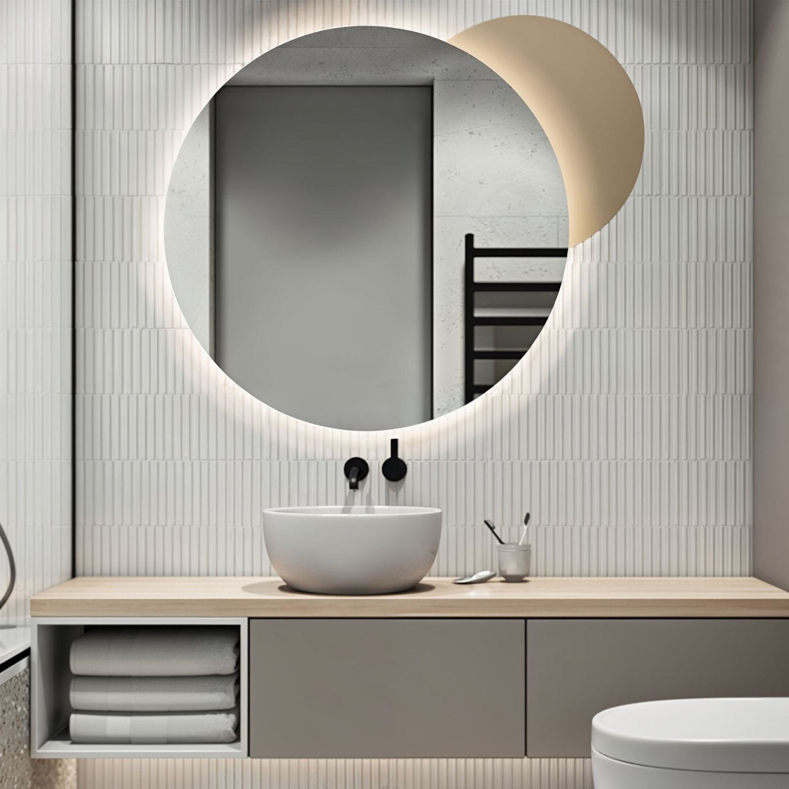 LED mirror Ø 60/80 cm with mirror heating warm/cold light setting bathroom mirror