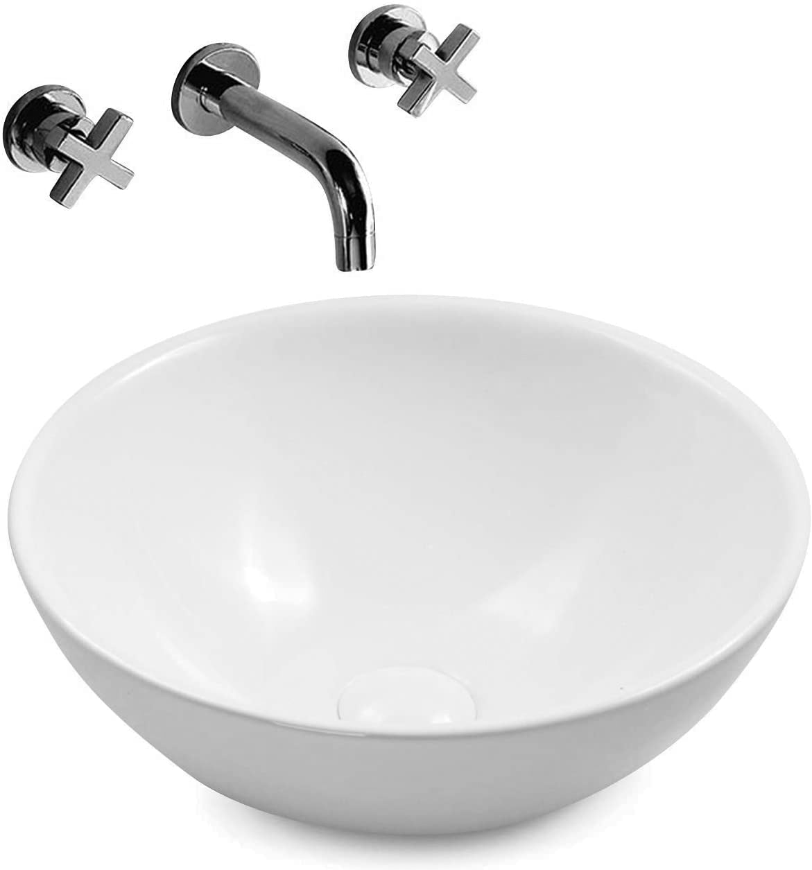 Countertop Ceramic Washbasin Round Highline Brilliant White 40 cm