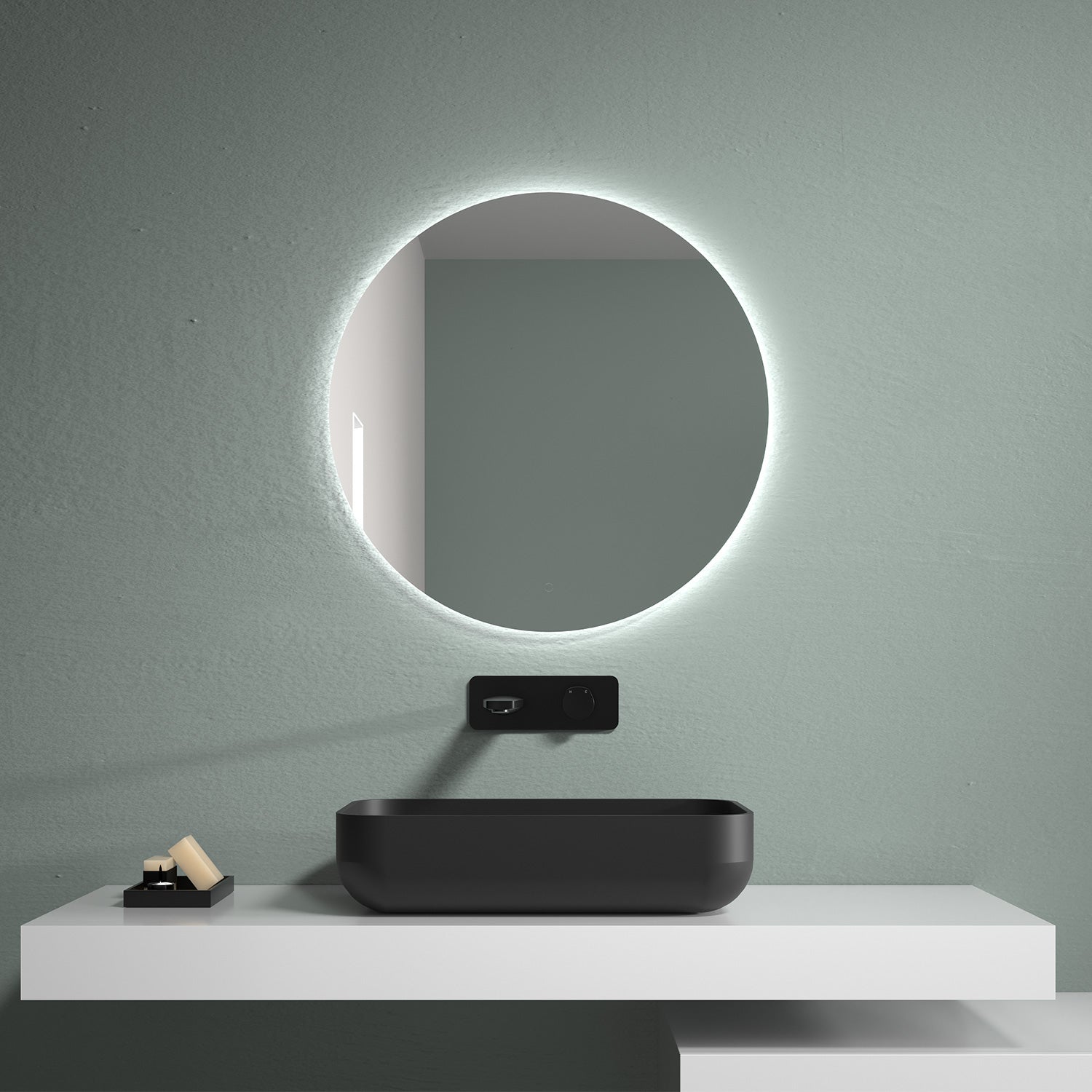 LED mirror Ø 60/80 cm with mirror heating warm/cold light setting bathroom mirror