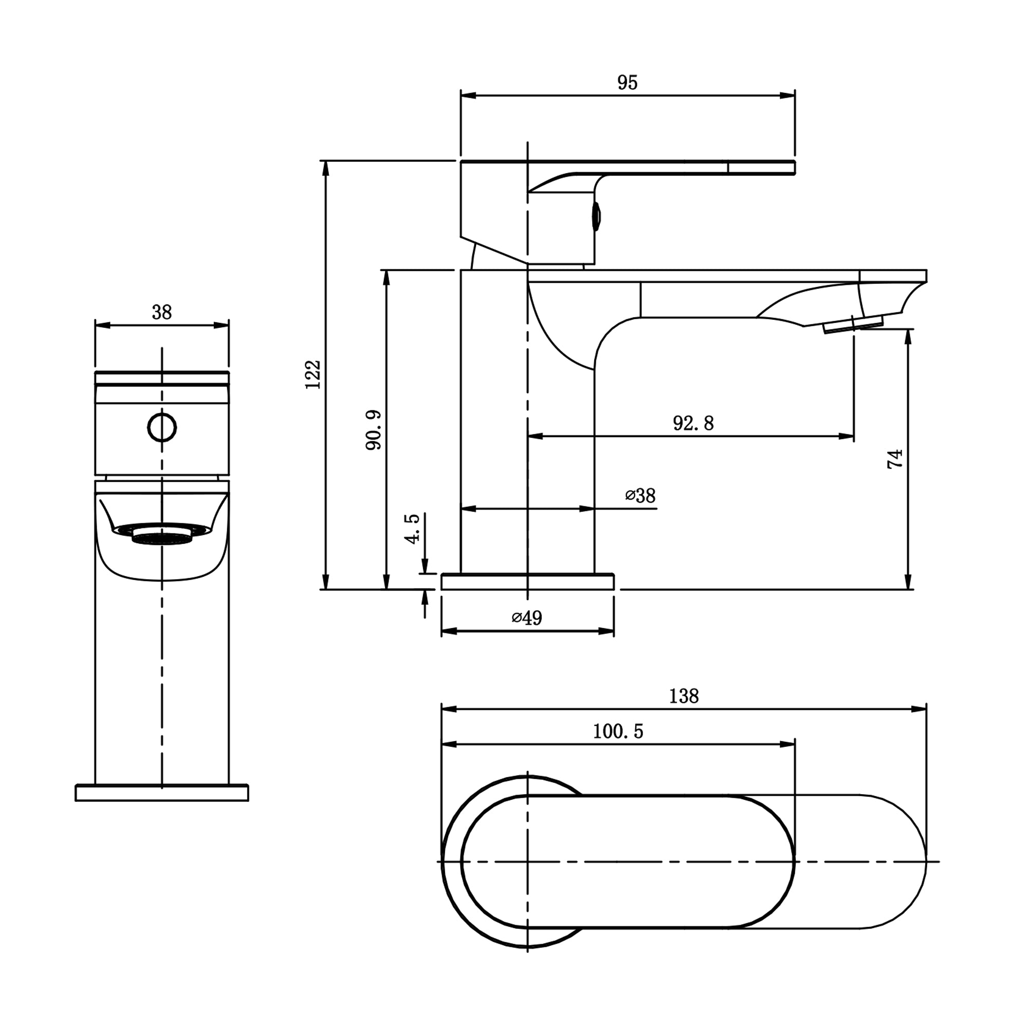 Stiflorm Mitigeur de lavabo moderne série Soho Chrome ou Noir Mat