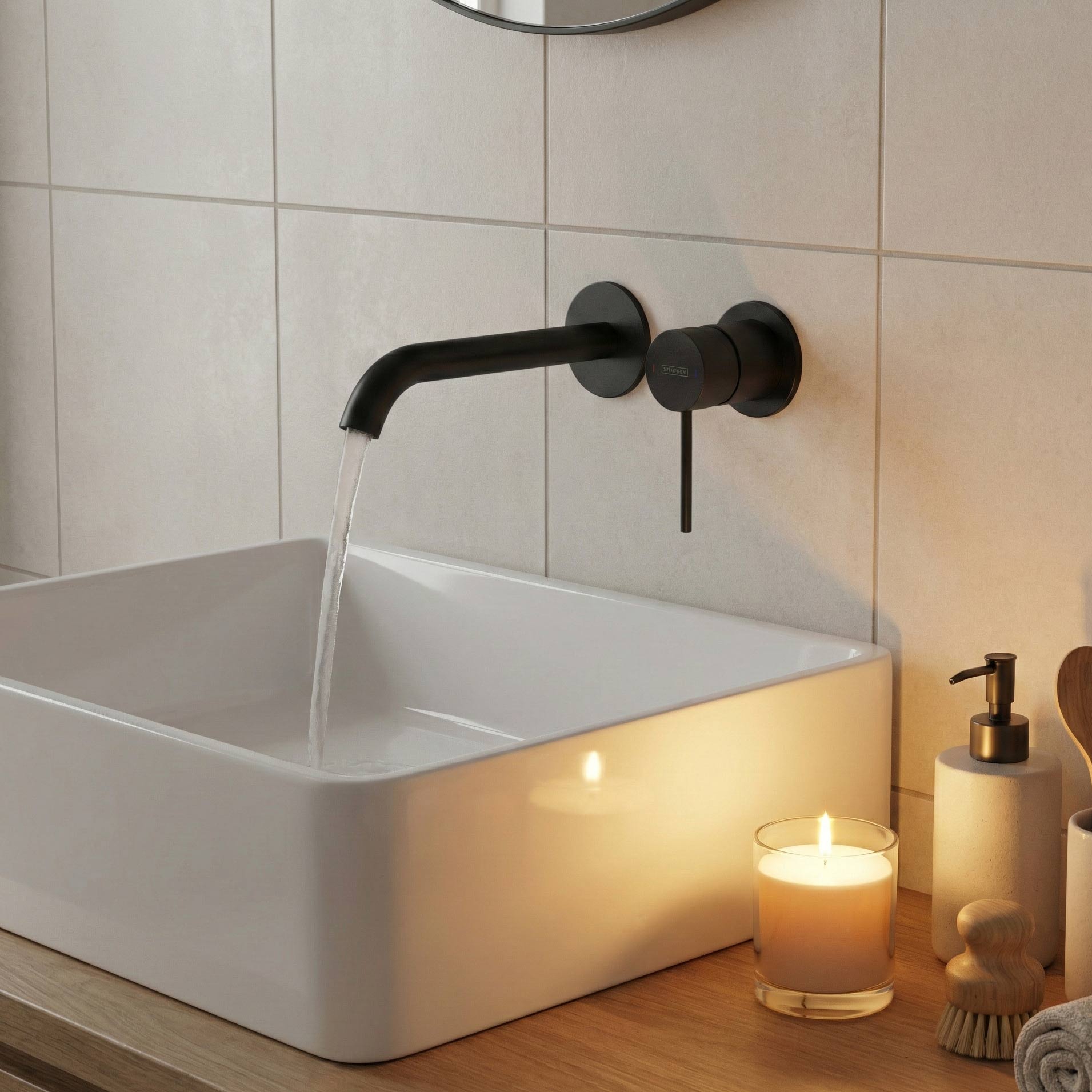 Wash basin mixer concealed series Park 2.0 black matt single lever mixer including base body 