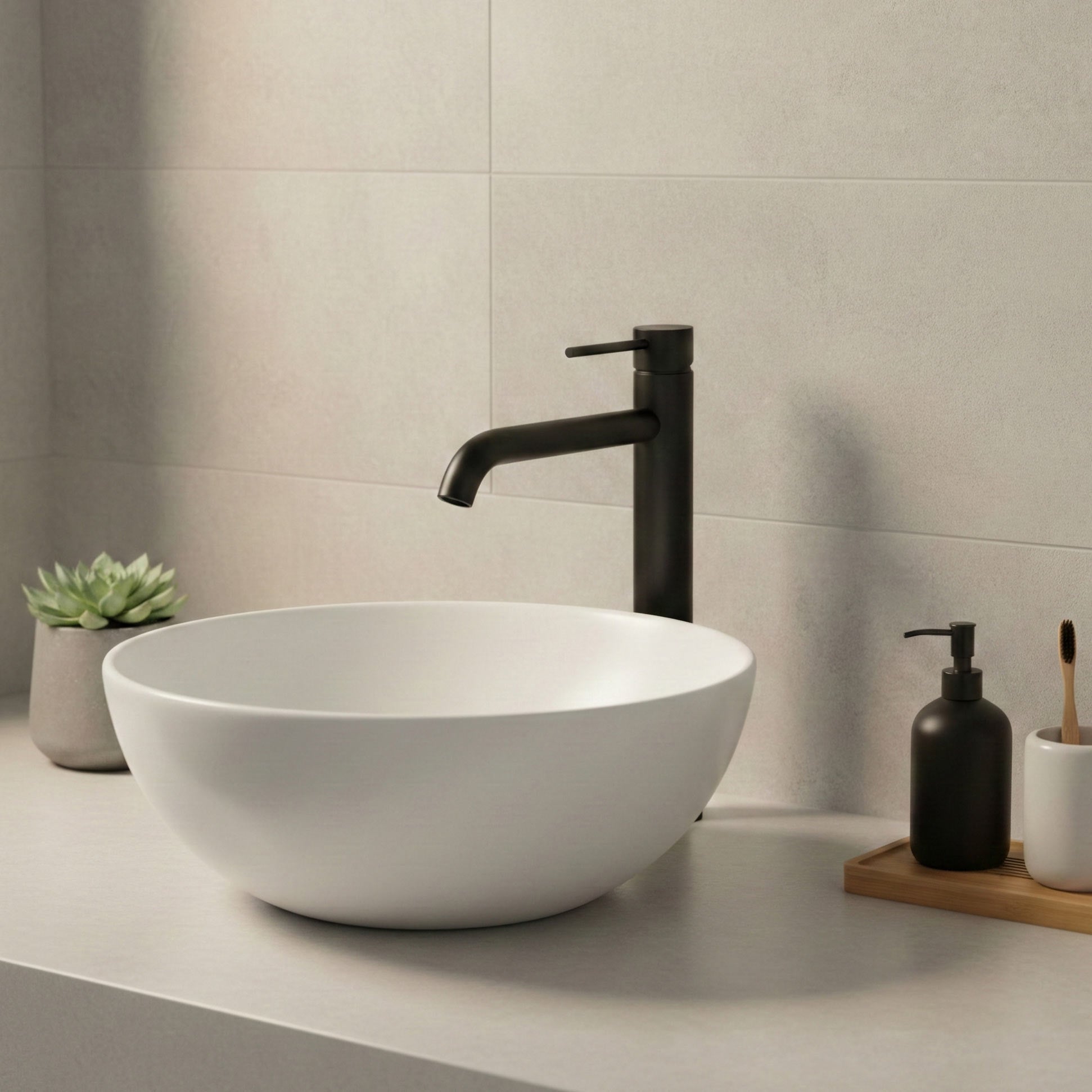 Stylish washbasin faucet from the Park 2.0 series High version in matt black