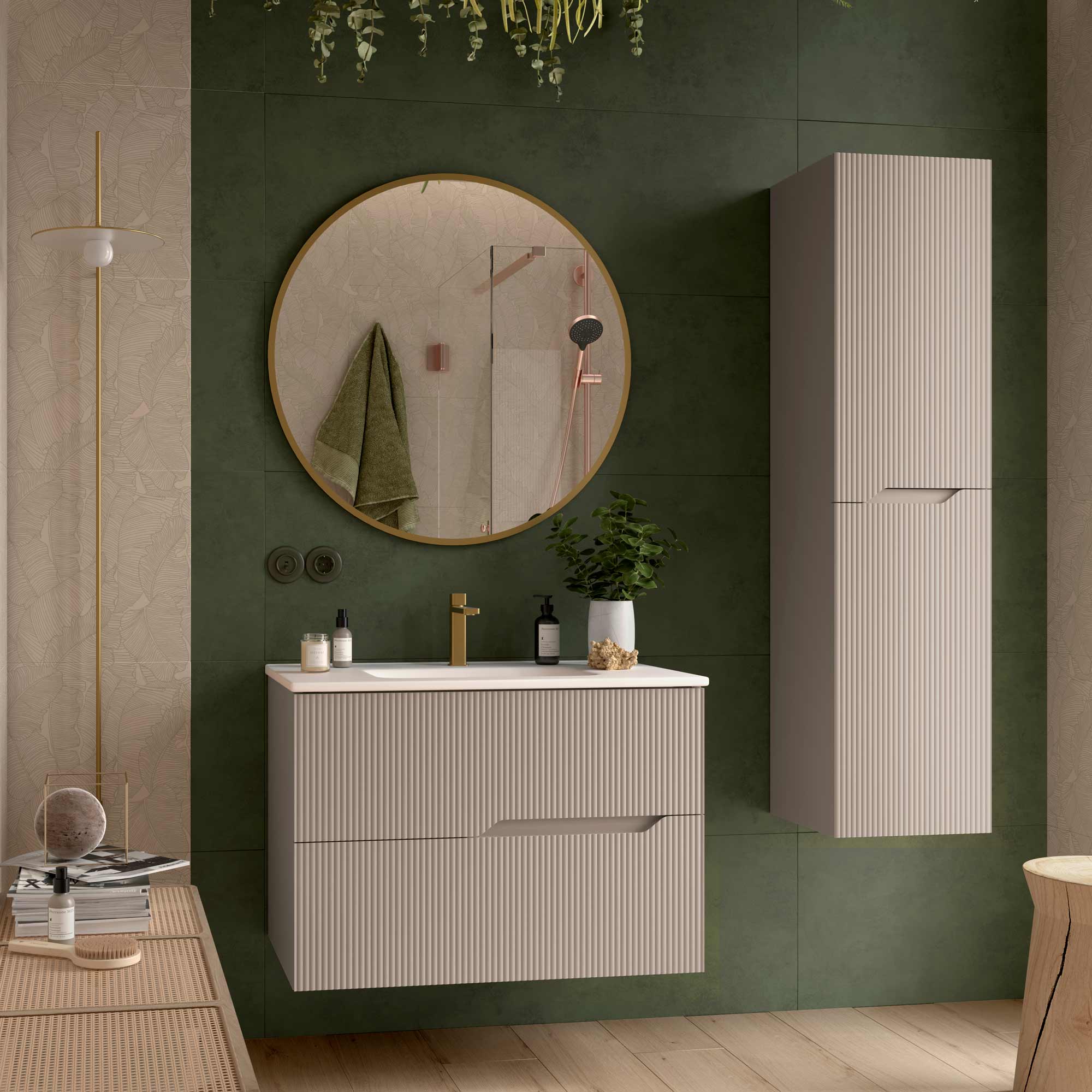 Bamboo – Waschtisch mit Unterschrank Set in Greige