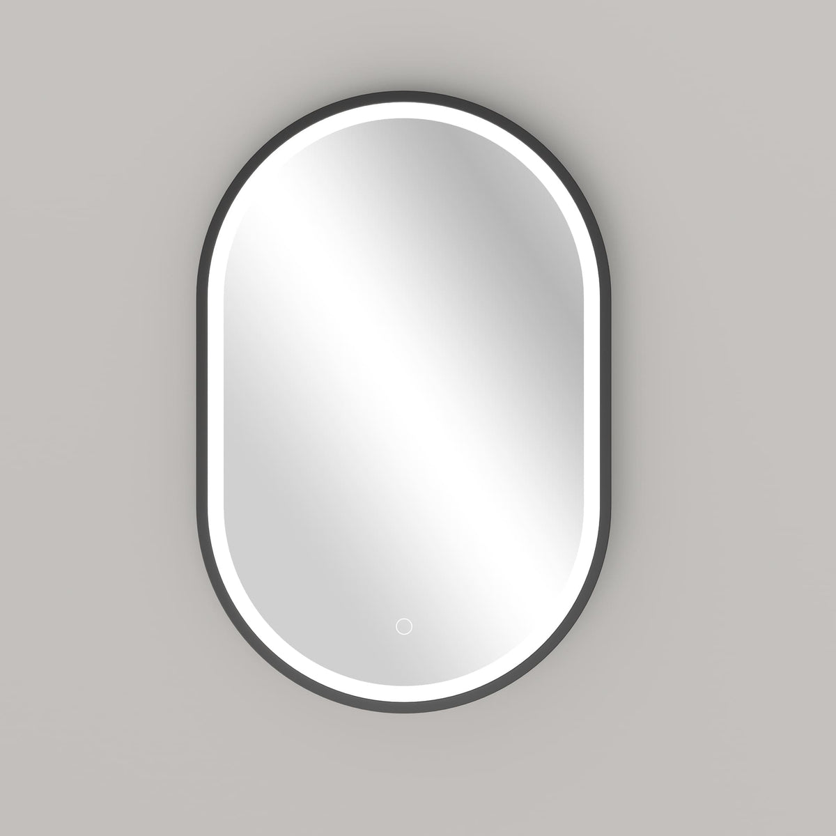 TheiaMo Specchio da bagno ovale a LED, 91,4 x 61 cm, illuminato da parete, con telaio in metallo, anti-appannamento, impermeabile IP66, funzione di memoria, 3000-6000 K (orizzontale o verticale), nero