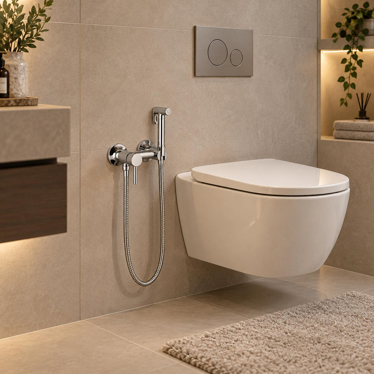 Designová kompletní sada WC/Bidet s Ruční sprcha a směšovačem Nástěnná