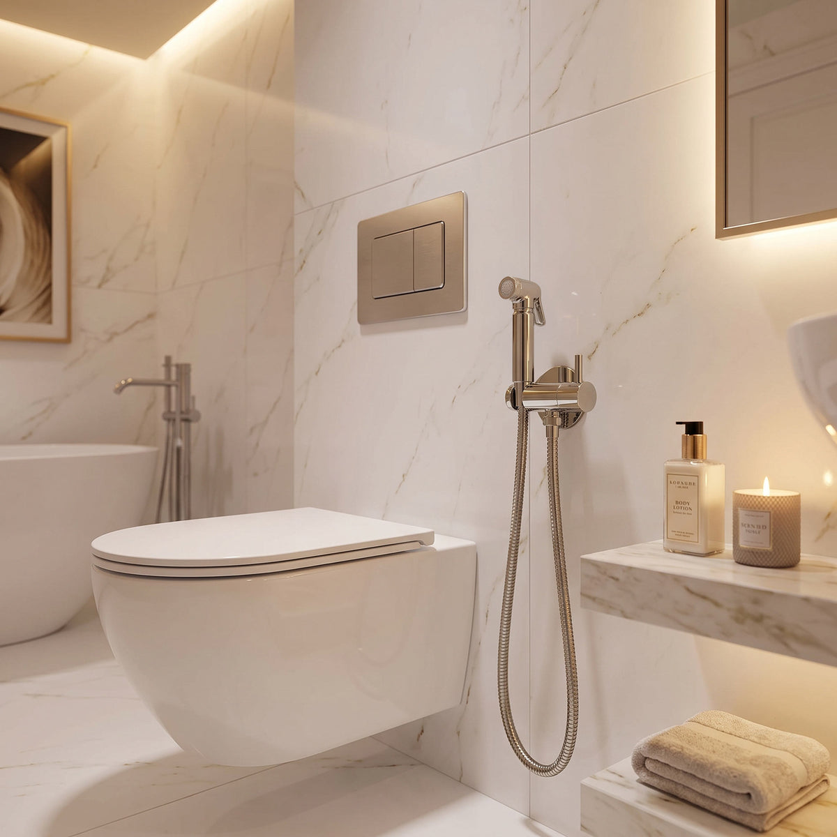Designová Ruční sprcha WC/Bidet Kompletní sada s uzavíracím ventilem – kulatá