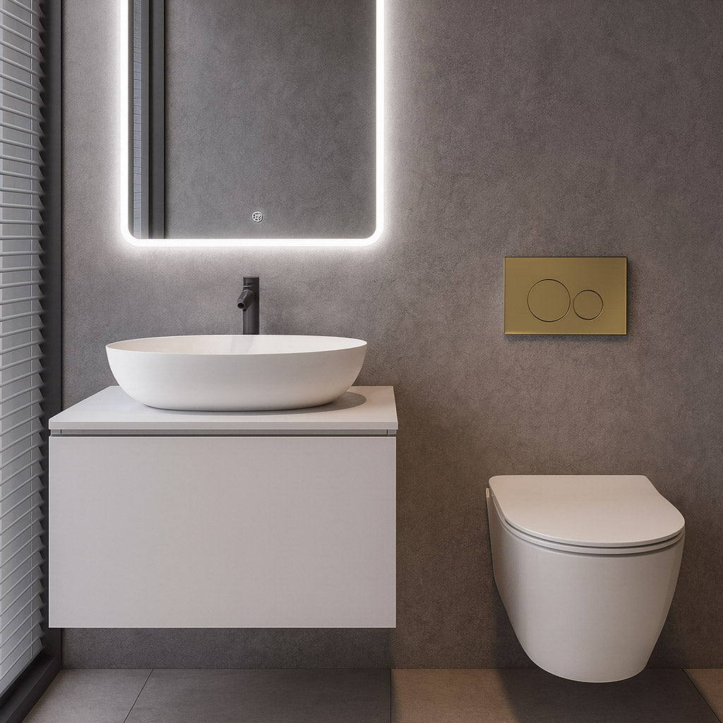 Push Plate Stainless Steel Brushed Gold Compatible with Geberit Duofix Sigma / DELTA 2 Dual Flush