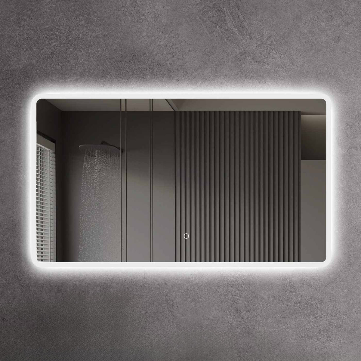 Specchio led tondo 60 cm con cornice bianco opaco e sensore touch-screen