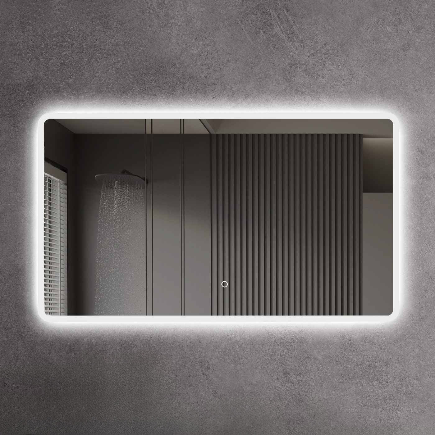 LED-Badspiegel | Vorder- & Hintergrundbeleuchtung | dimmbares Licht | Touch-Sensor & Spiegelheizung | Größe wählbar