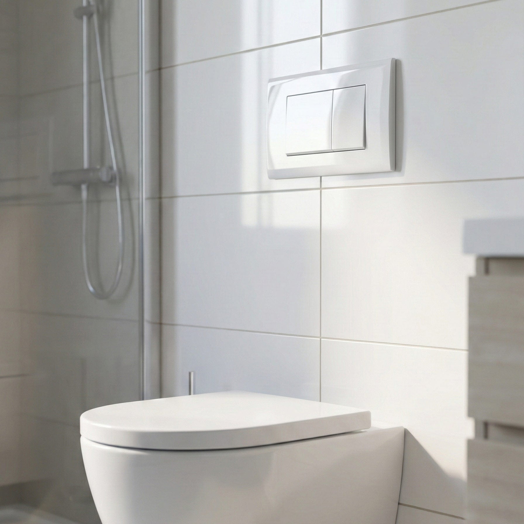 Plaque de commande blanc brillant compatible Geberit Duofix Sigma (UP 320) double débit