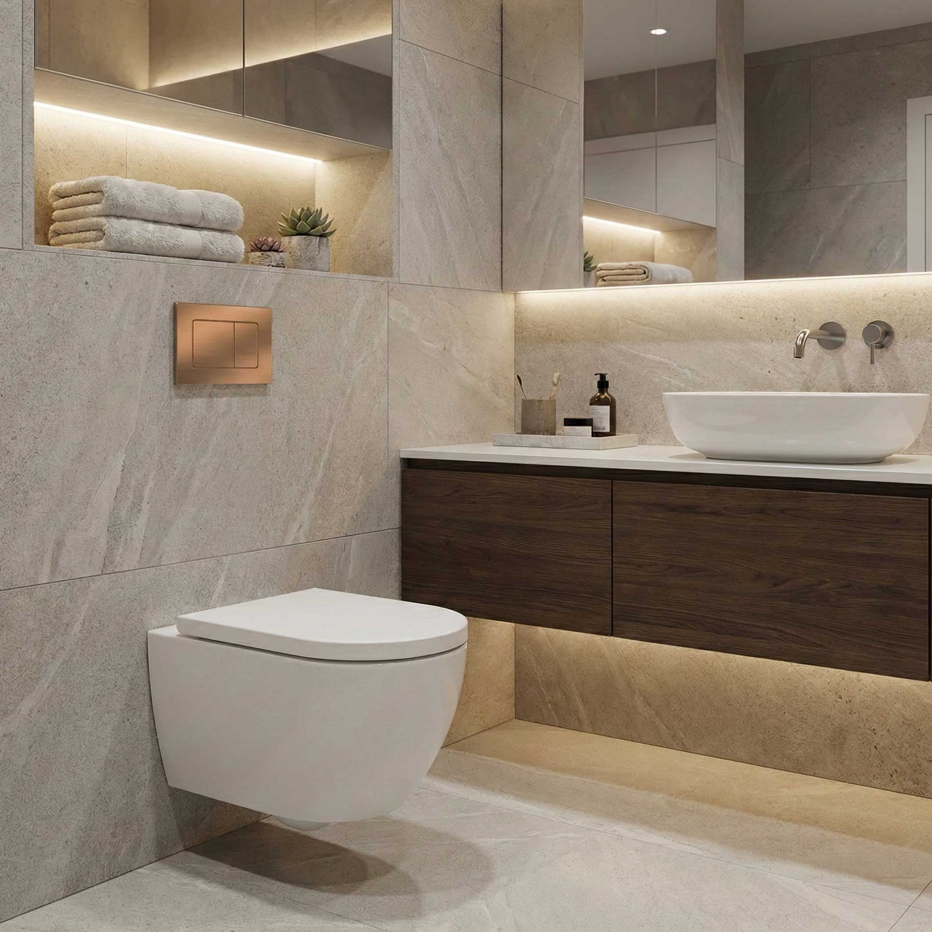 Plaque de commande rose gold brossé compatible avec Geberit Duofix Sigma / DELTA 2 double chasse d'eau