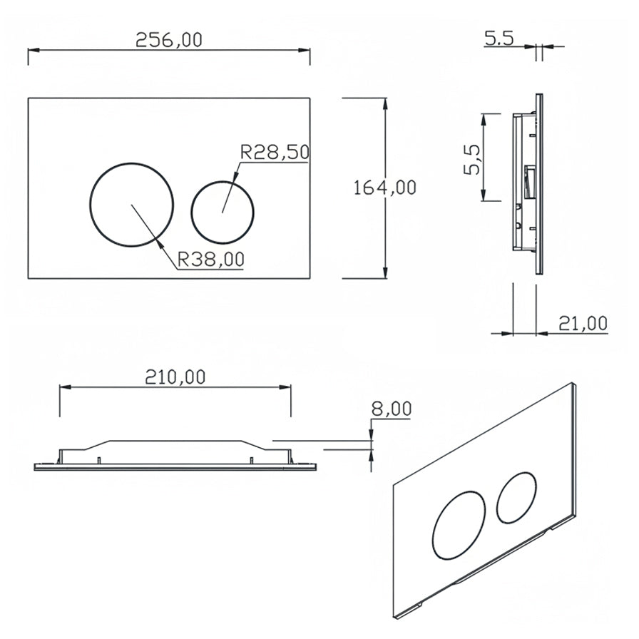 Placa pulsadora de acero inoxidable - Compatible con Geberit Sigma (UP 320)