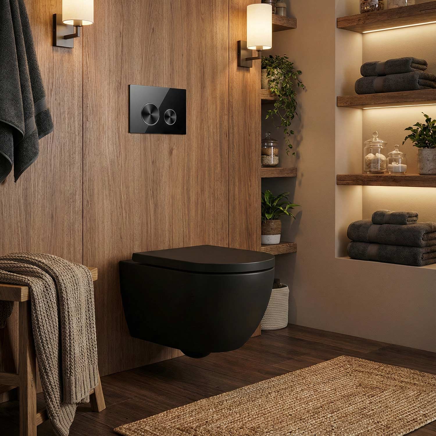 Drückerplatte Glas Schwarz / Schwarz Gebürstet - Kompatibel zu Geberit Sigma (UP 320)