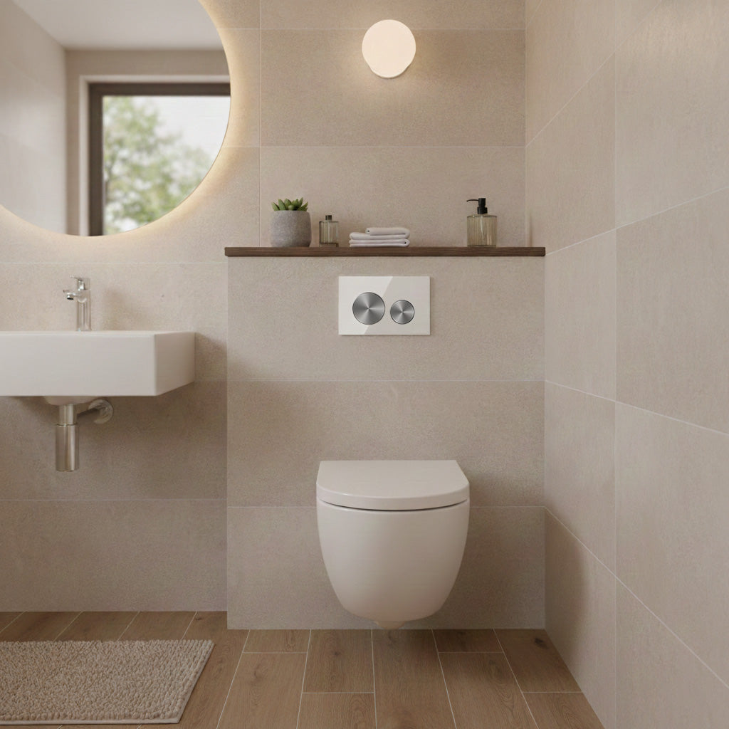 Placa pulsadora de vidrio blanco / Gunmetal cepillado - Compatible con Geberit Sigma (UP 320)