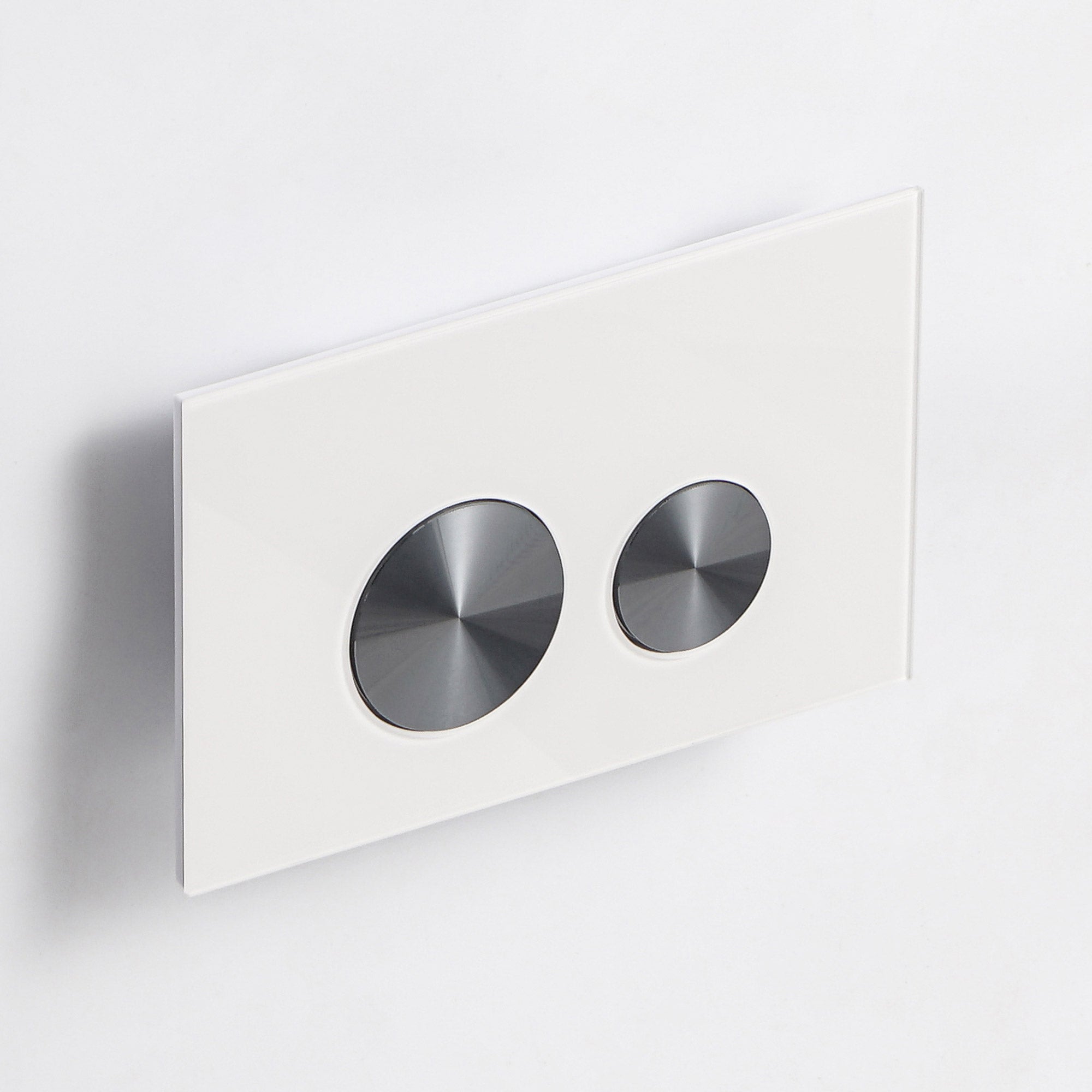 Push plate glass white / brushed gunmetal - Compatible with Geberit Sigma (UP 320)