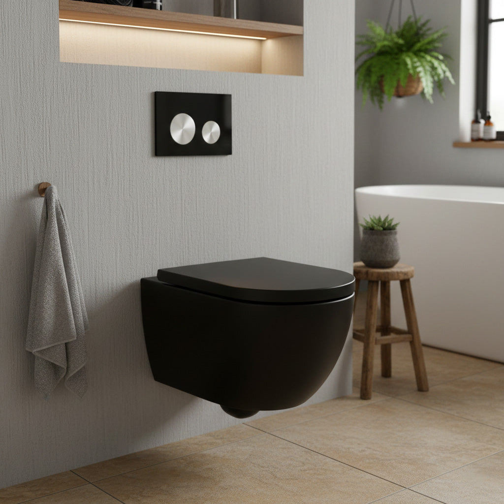 Drückerplatte Glas Schwarz / Silber Gebürstet - Kompatibel zu Geberit Sigma (UP 320)