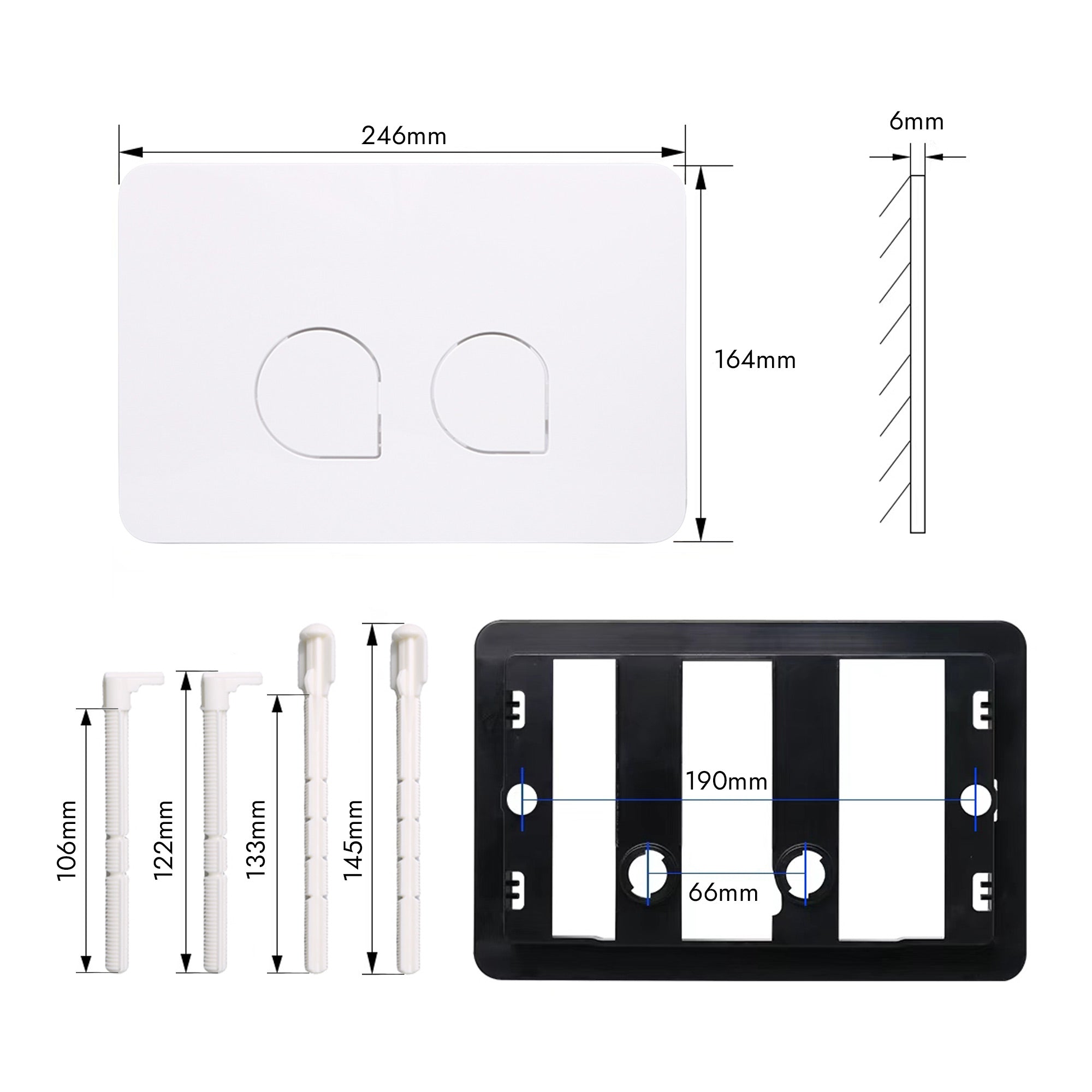 Drückerplatte 520 aus ABS in Weiß Glänzend - Kompatibel mit Geberit Sigma