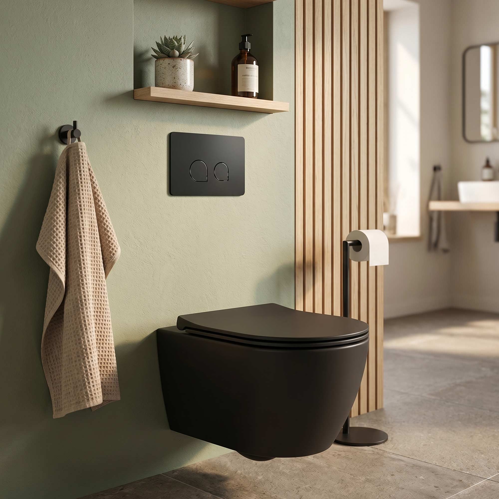 Drückerplatte 520 aus ABS in Schwarz Matt - Kompatibel mit Geberit Sigma