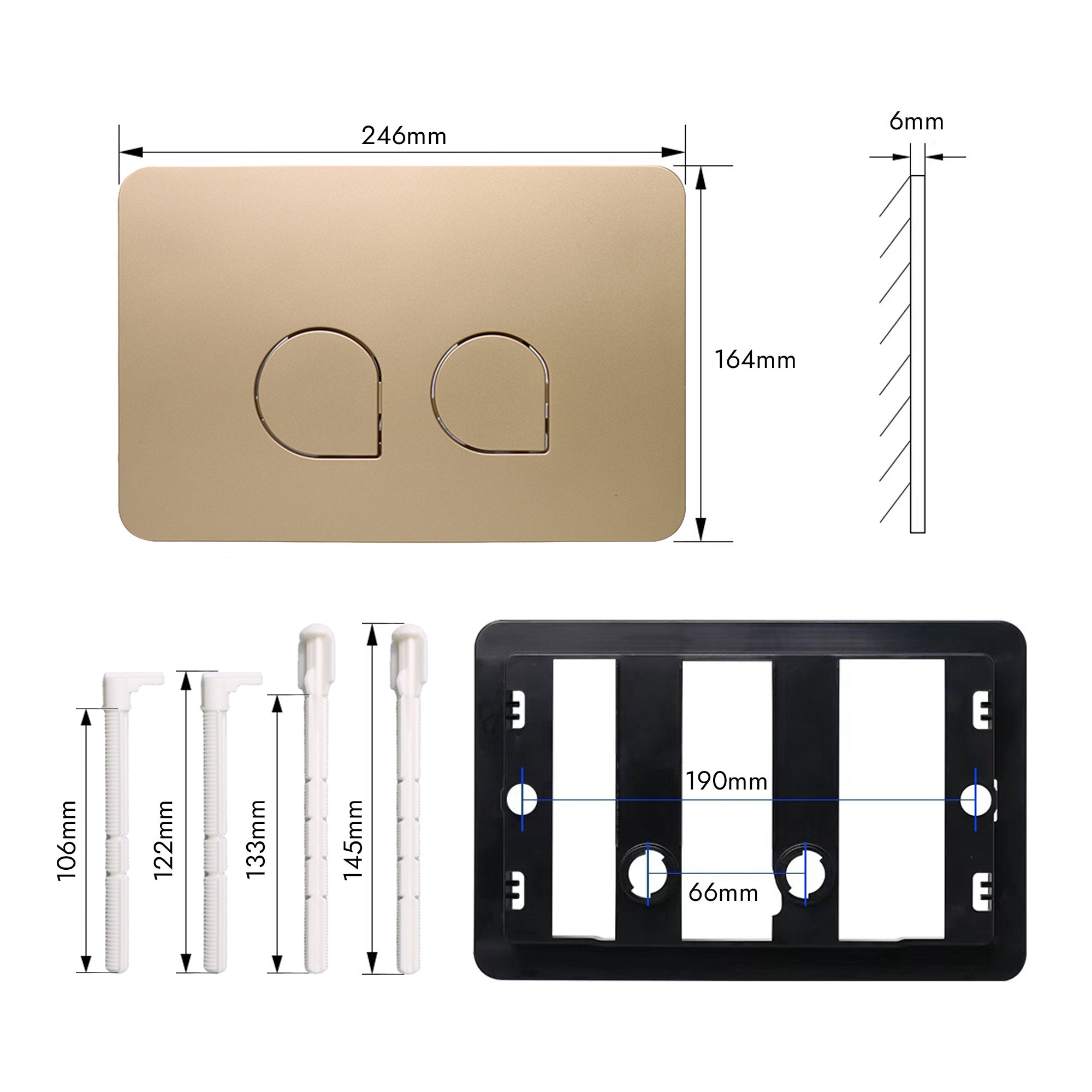 Drückerplatte 520 aus ABS in Gold - Kompatibel mit Geberit Sigma