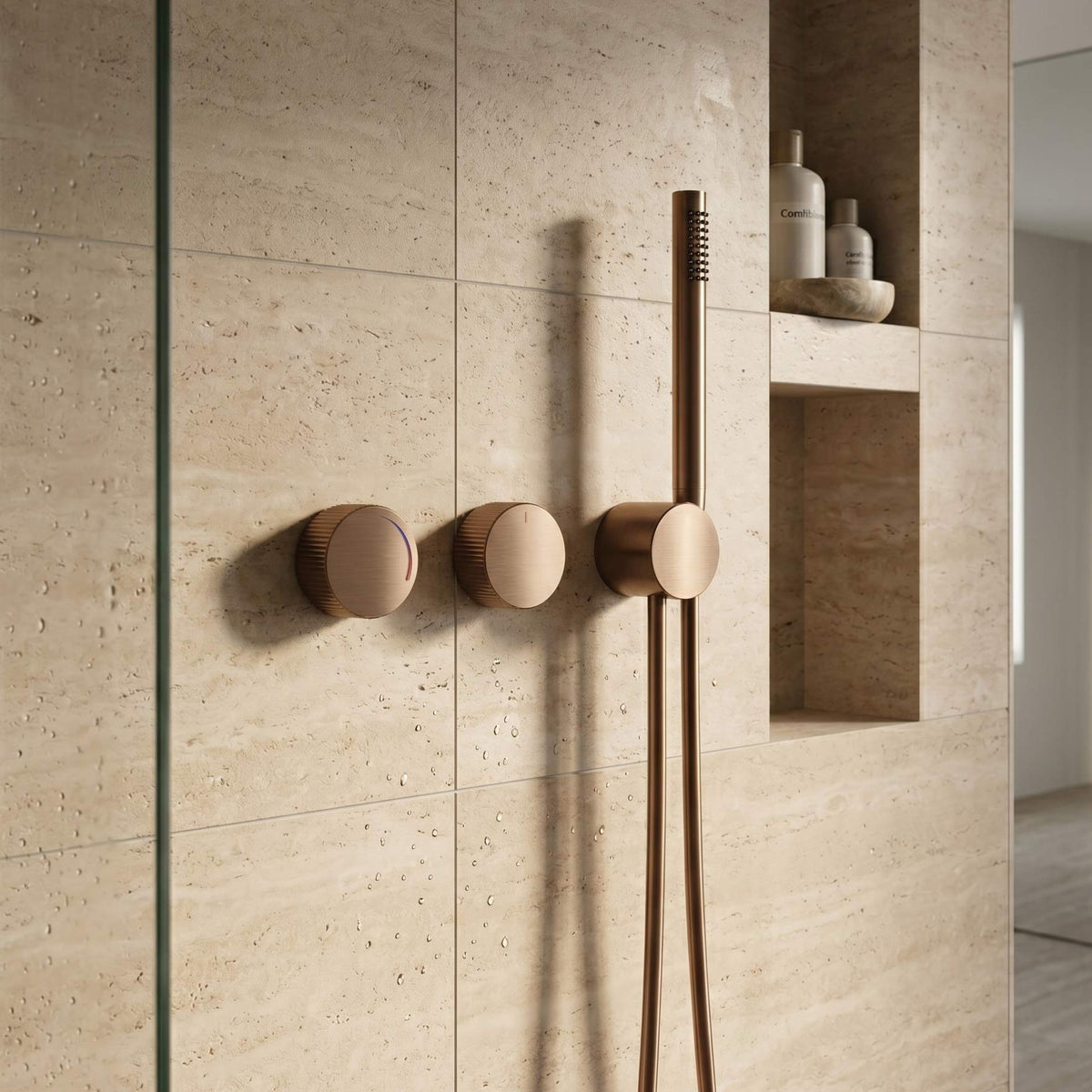 Park 2.0 Unterputz Thermostat 2-Wege Duscharmatur mit Handbrause in Bronze Gebürstet