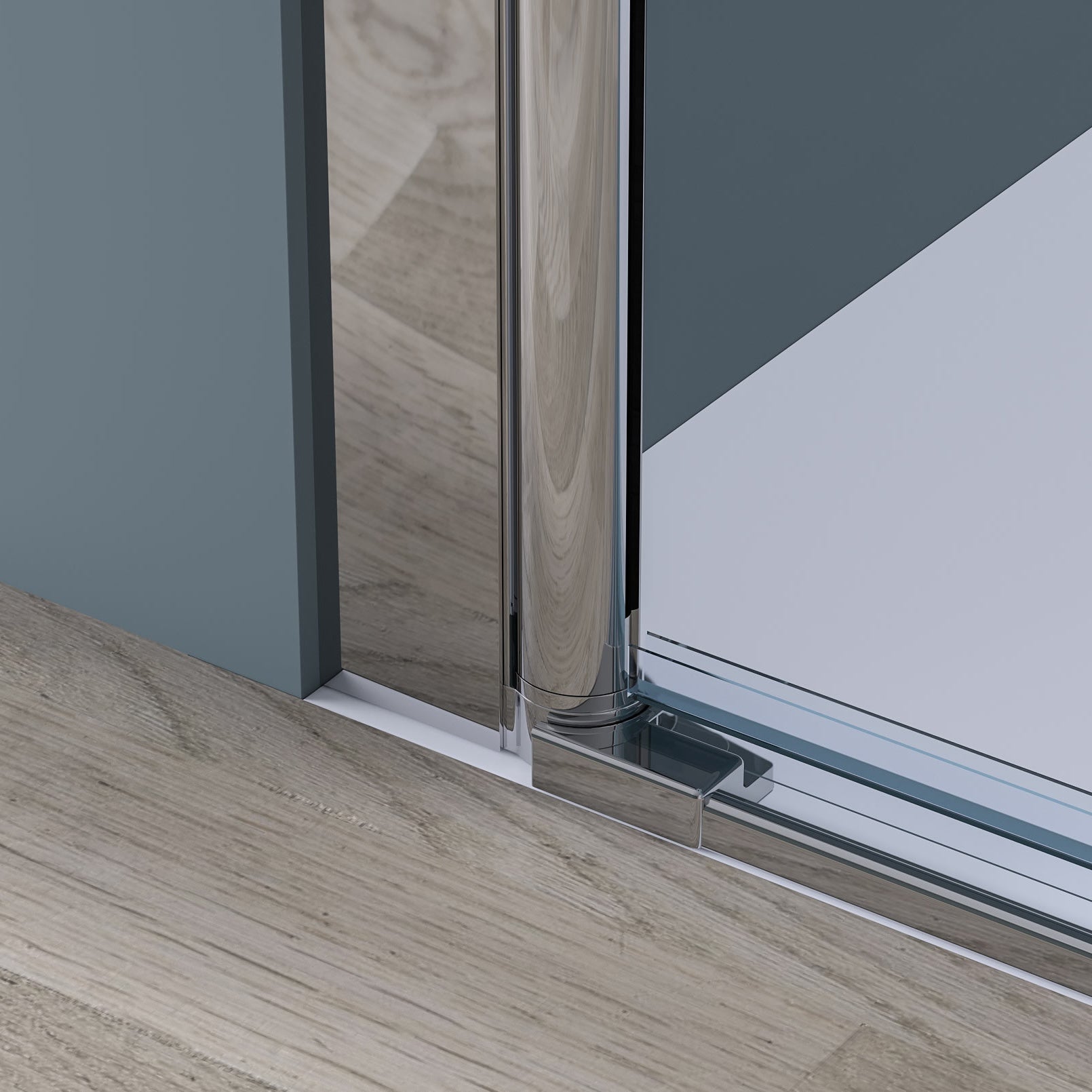 Corner shower enclosure with pivot door – 8 mm safety glass in chrome, various sizes