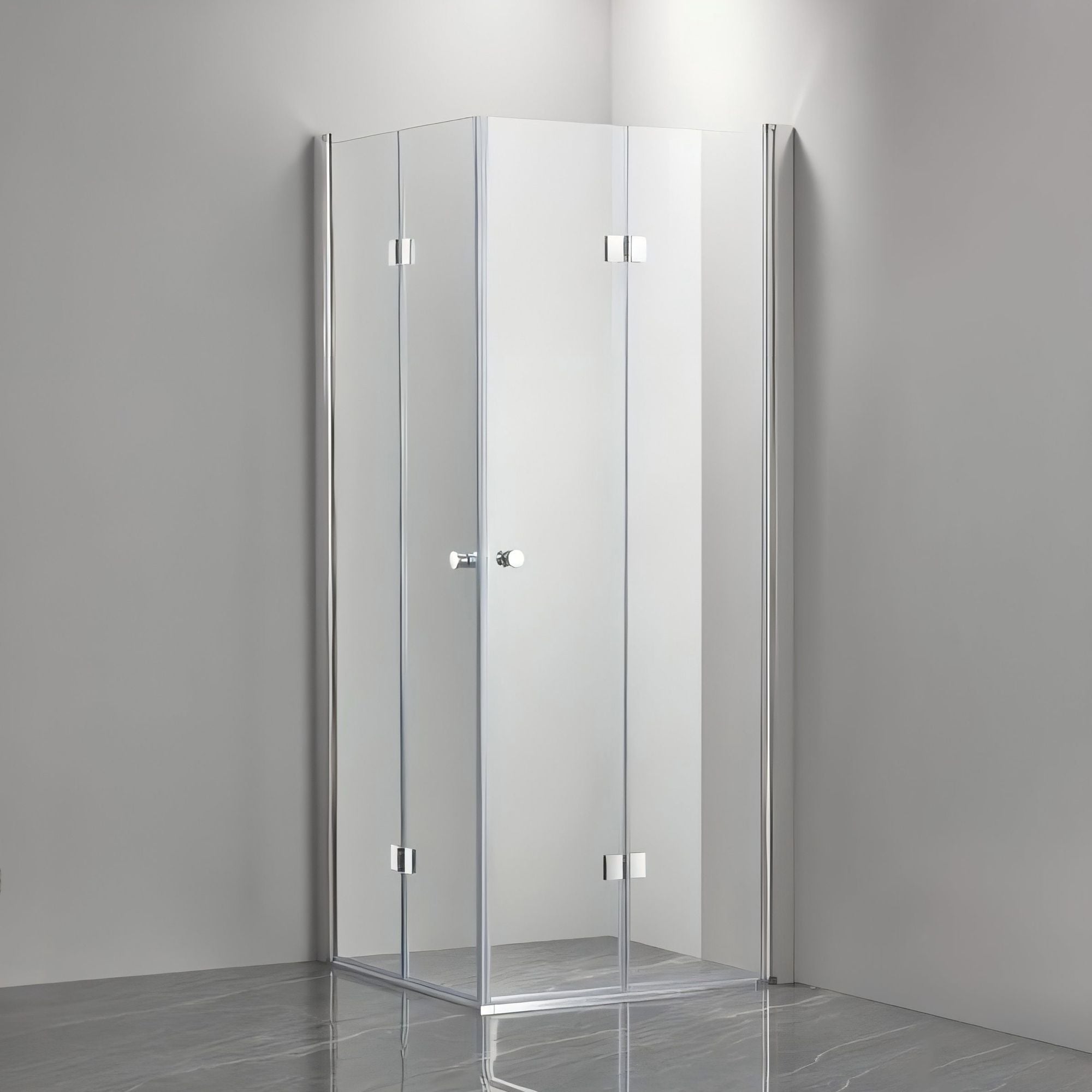 Eck-Duschkabine mit Drehtür – 8 mm Sicherheitsglas in Chrom, versch. Größen