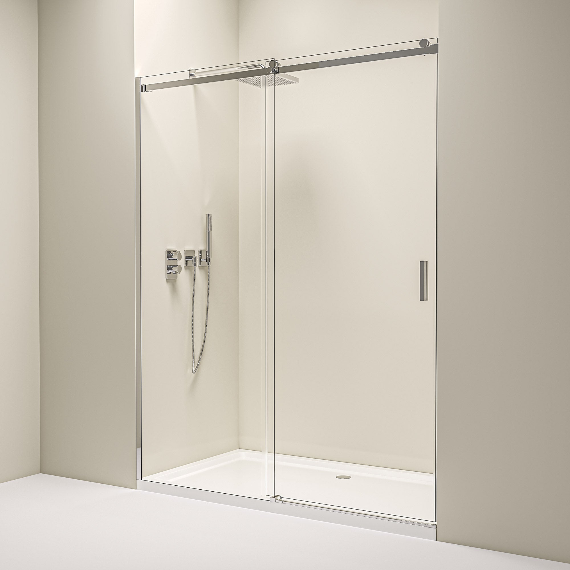 Sprchový kút s posuvnými dverami – 8 mm bezpečnostné sklo / Chrom