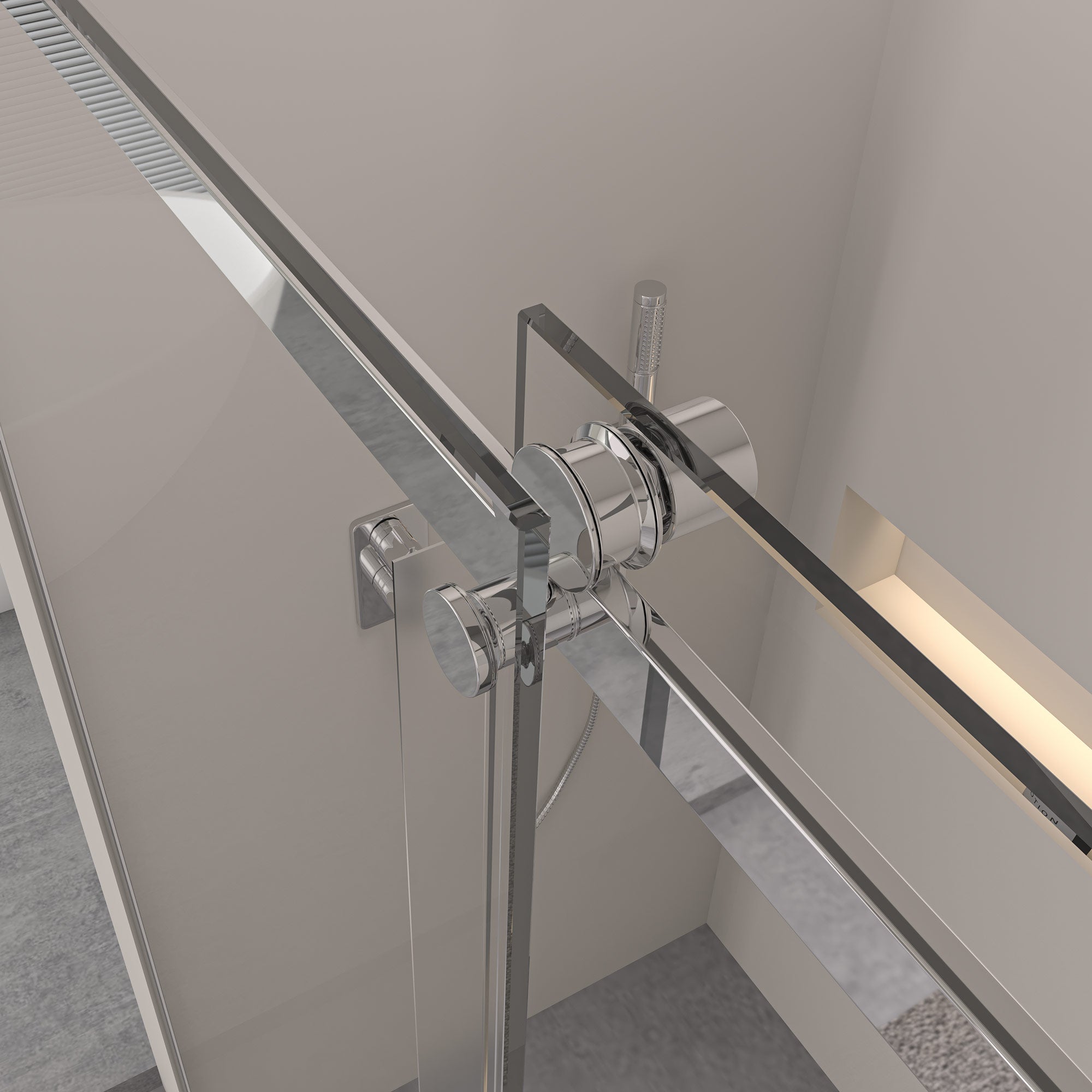 Sprchový kút s posuvnými dverami – 8 mm bezpečnostné sklo / Chrom