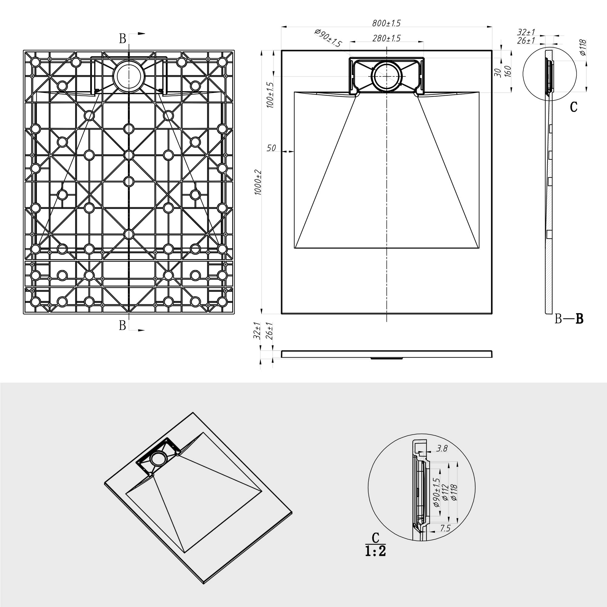 Soho SMC Duschwanne SlimLine – nur 35 mm flach, modern & robust