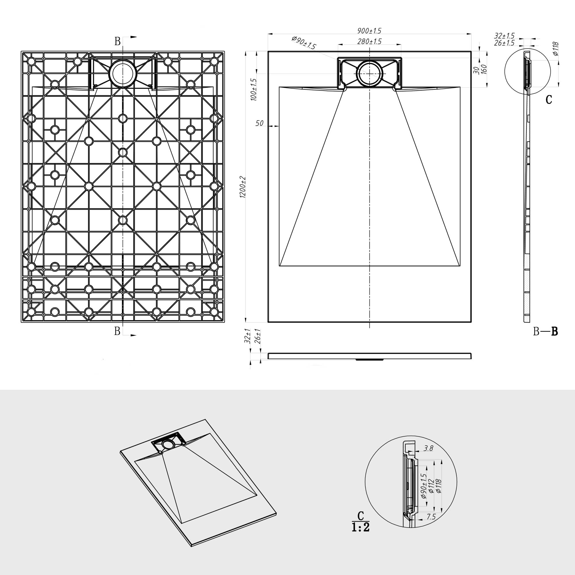 Soho SMC Duschwanne SlimLine – nur 35 mm flach, modern & robust