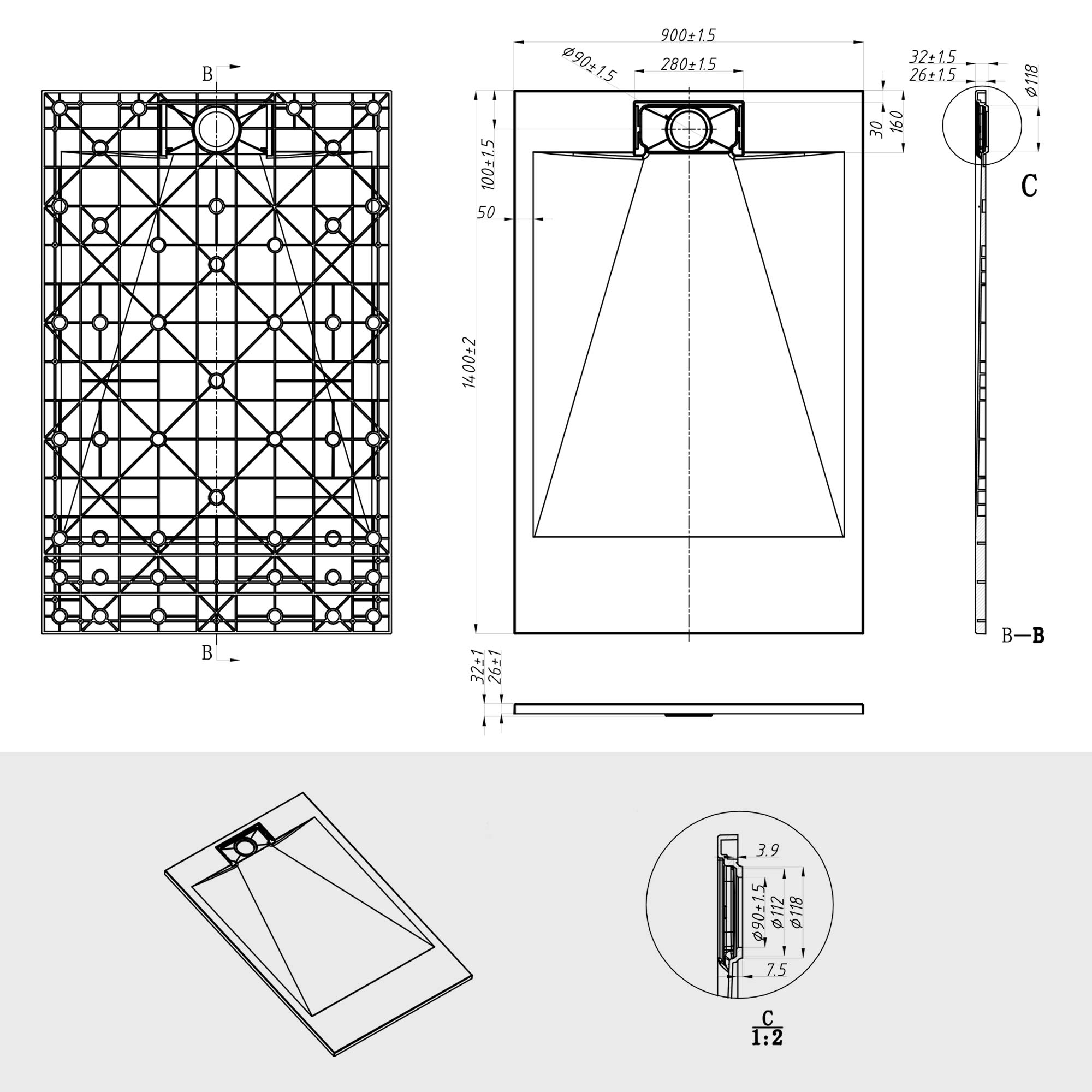Soho SMC Duschwanne SlimLine – nur 35 mm flach, modern & robust