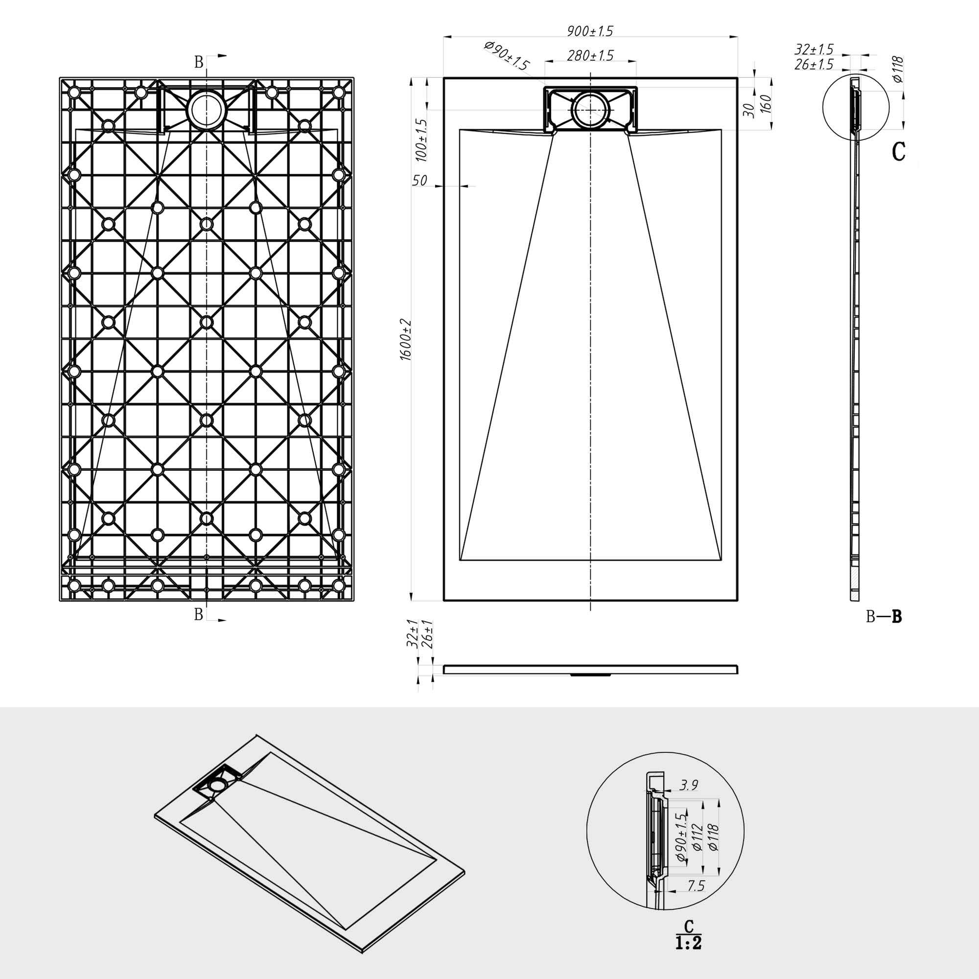 Soho SMC Duschwanne SlimLine – nur 35 mm flach, modern & robust
