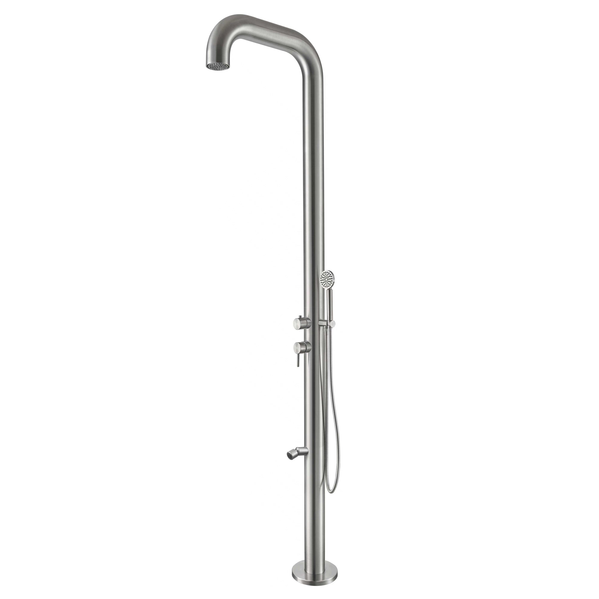 Douche de jardin design PARK 2.0 en acier inoxydable 316L avec douchette à main