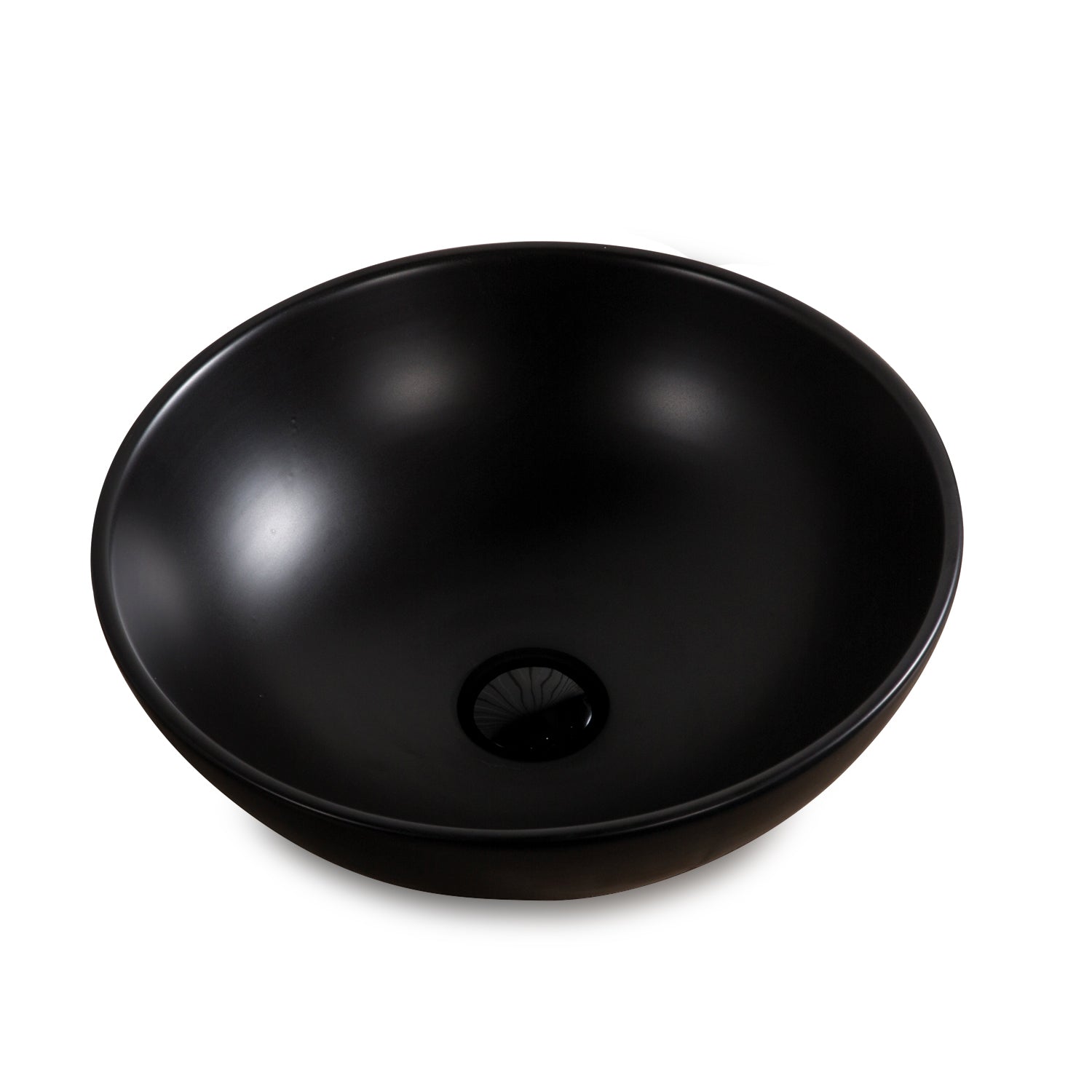 Highline washbasin black matt made of ceramic as countertop washbasin without tap hole