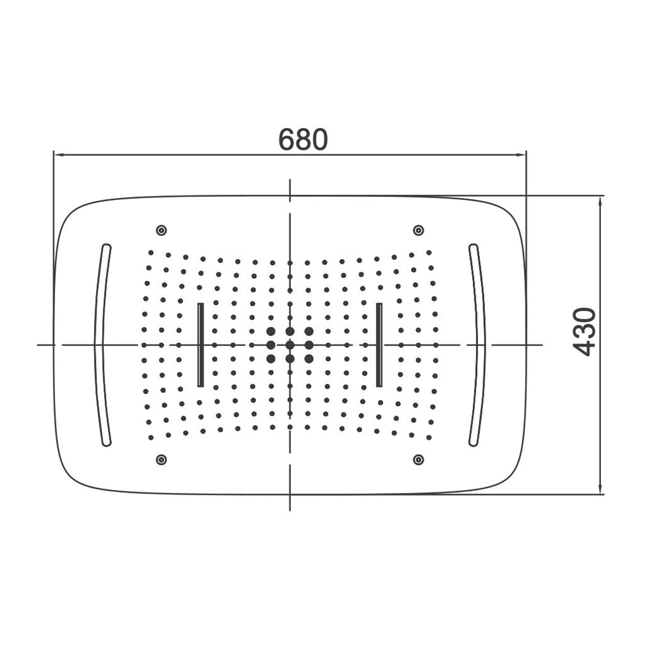 Stilform designová XL LED dešťová sprcha 68x43 cm Soho 2.0 v matně černé barvě