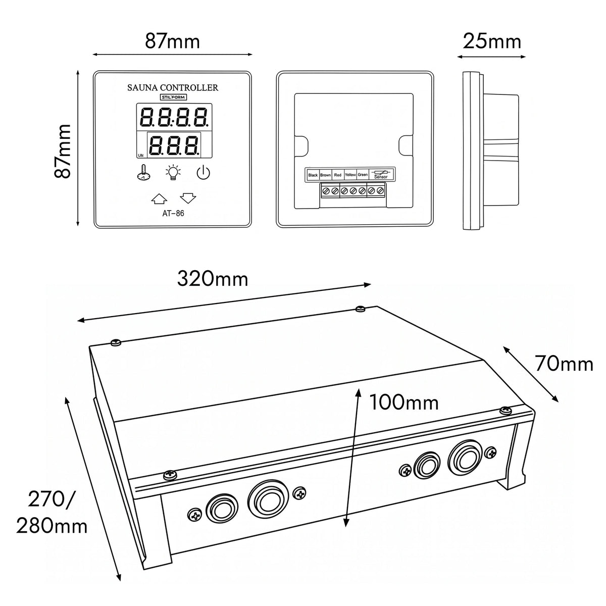 Poêle de sauna Thermolux 4,5KW/6KW Gunmetal – commande tactile/numérique