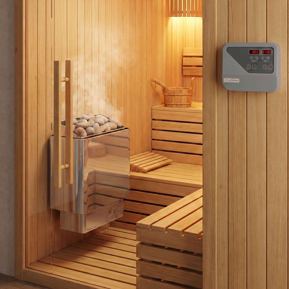 Estufa de sauna Thermolux 4,5KW/6KW Gunmetal – Touch/Digital Controller
