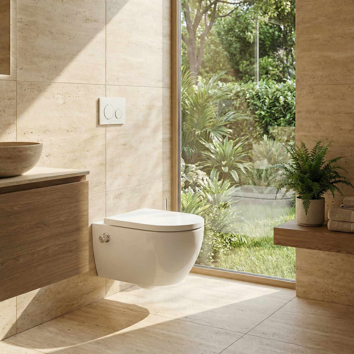 Spülrandloses Dusch-WC SOHO 4.0 Compact mit abnehmbarem Softclose Sitz Taharet