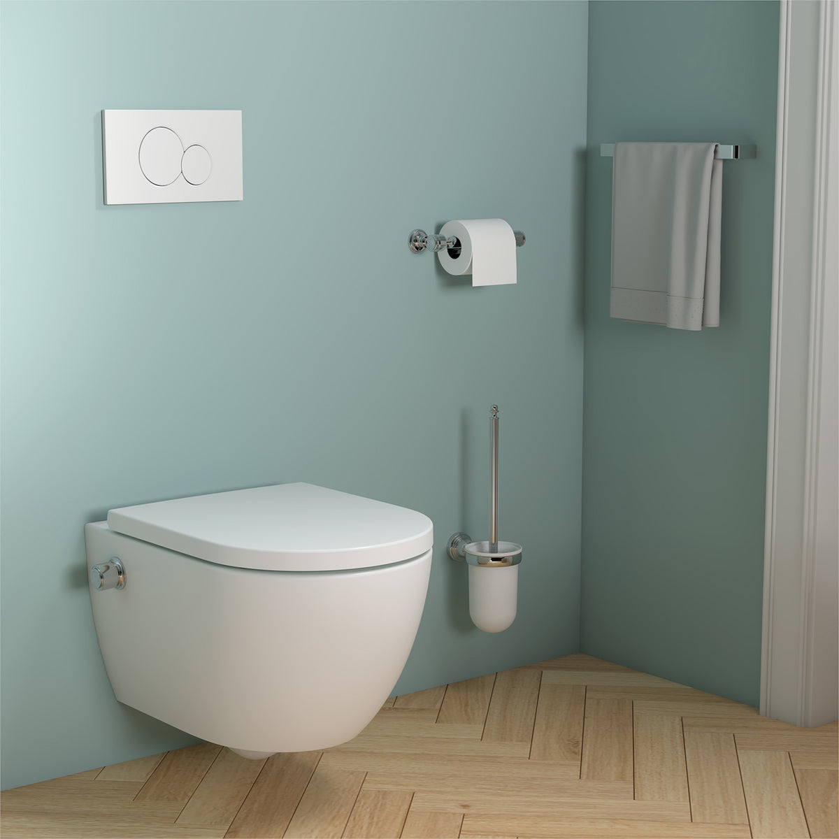 Spülrandloses Dusch-WC SOHO 4.0 Compact mit abnehmbarem Softclose Sitz Taharet