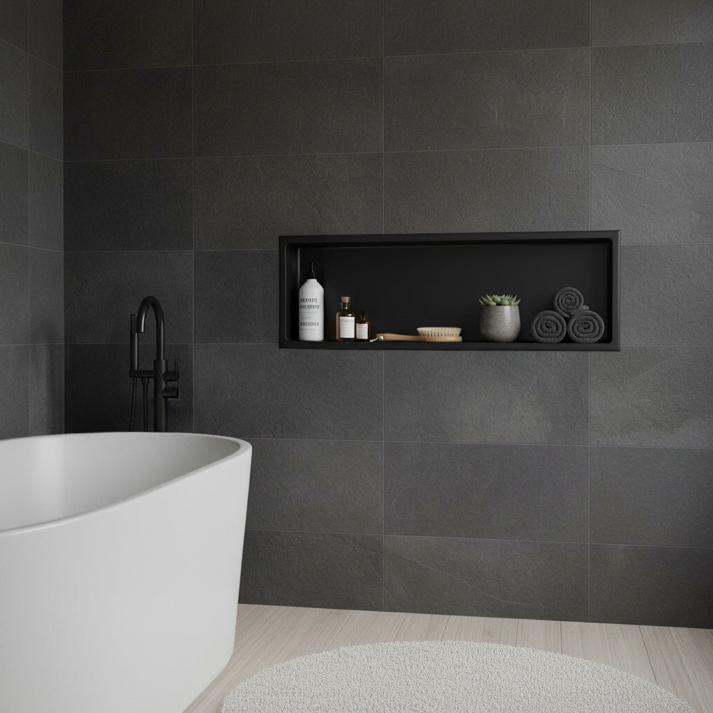 Niche murale en acier inoxydable Stilform noir mat en 30x30, 60x30 cm ou 90x30 cm