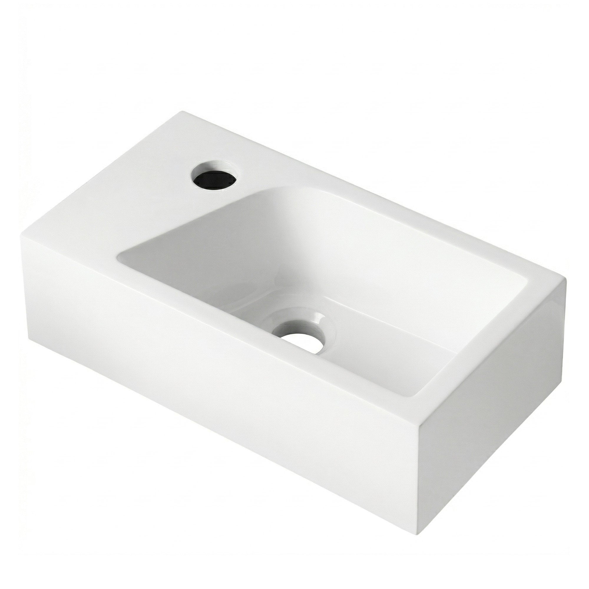 SOHO Guest WC Basin Made from Mineral Cast for Wall Mounting or as a Countertop Basin with Tap Hole