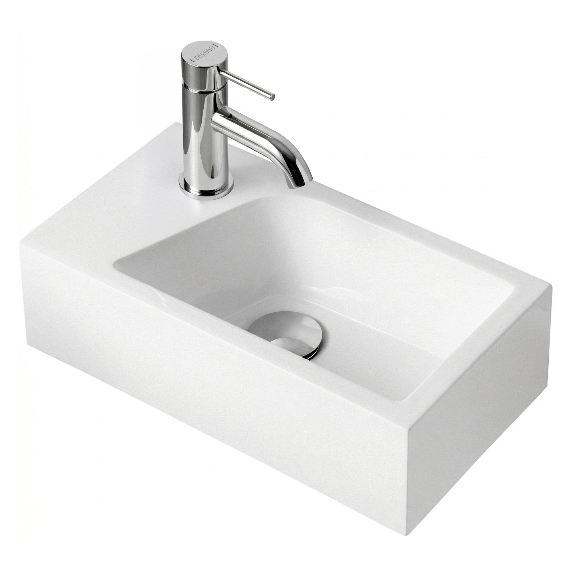 SOHO Guest WC Basin Made from Mineral Cast for Wall Mounting or as a Countertop Basin with Tap Hole