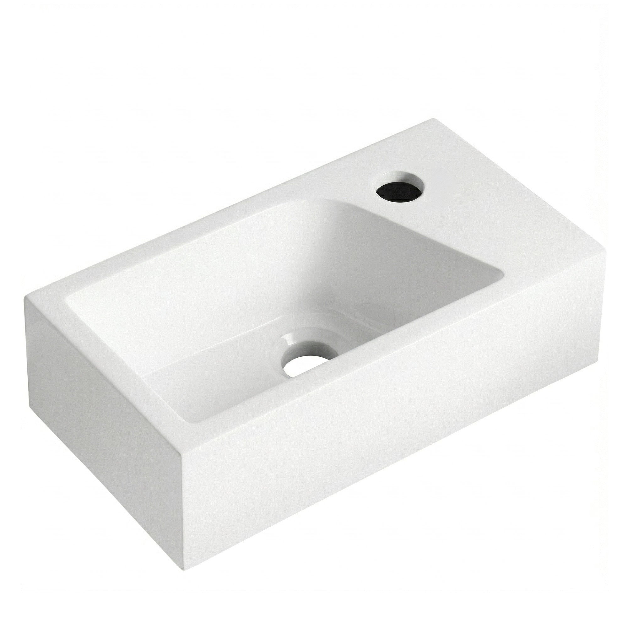 SOHO Guest WC Basin Made from Mineral Cast for Wall Mounting or as a Countertop Basin with Tap Hole