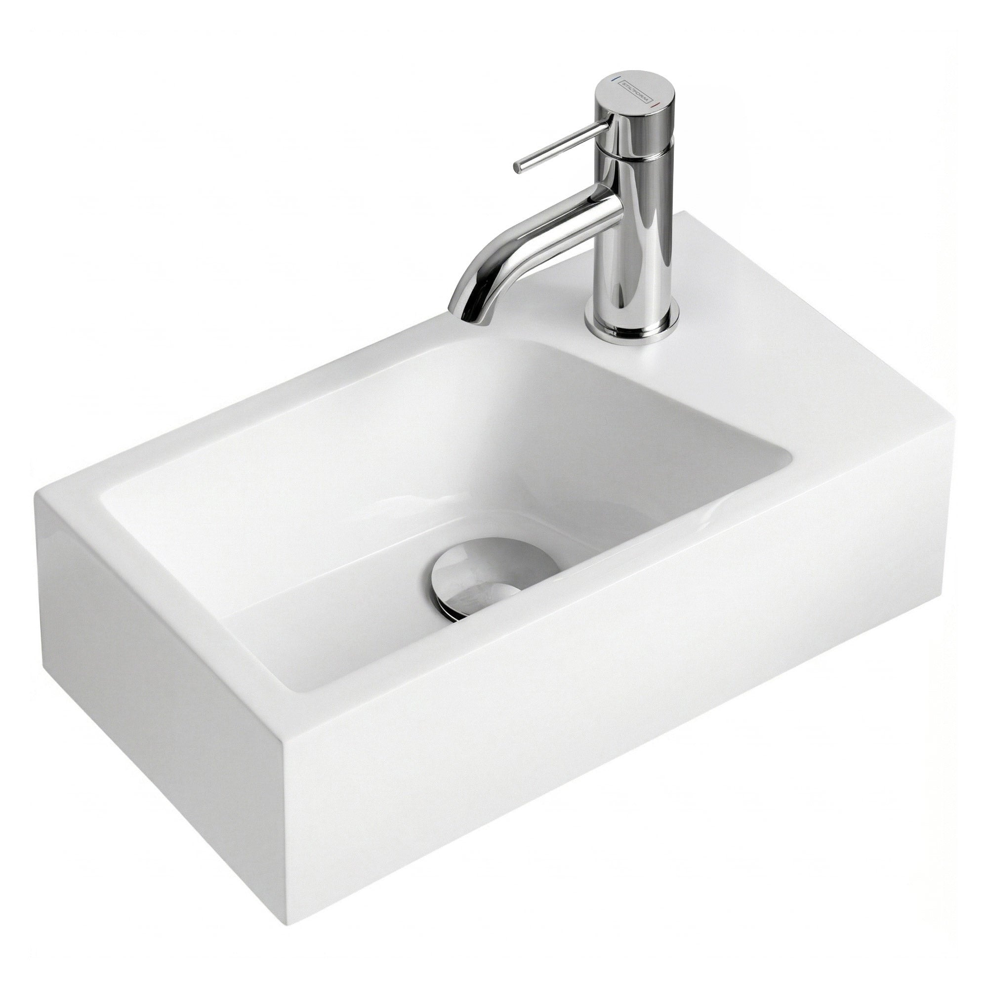 SOHO Guest WC Basin Made from Mineral Cast for Wall Mounting or as a Countertop Basin with Tap Hole